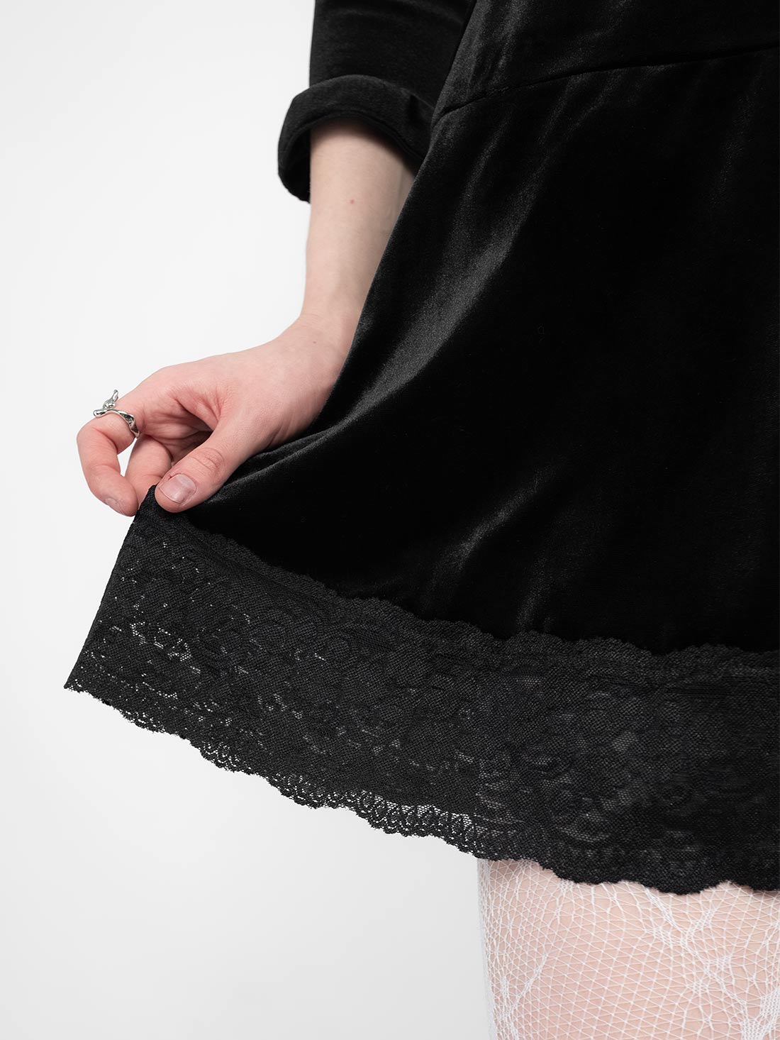 Afterdark Velvet Mini Skirt With Lace