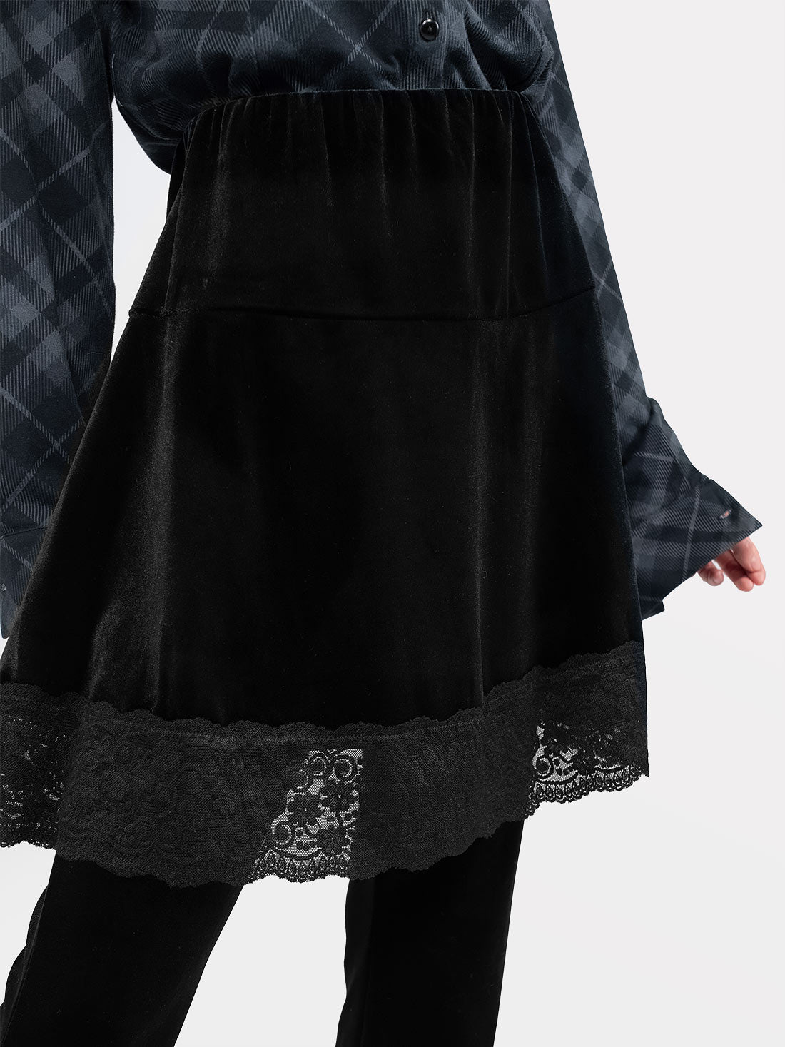 Afterdark Velvet Mini Skirt With Lace