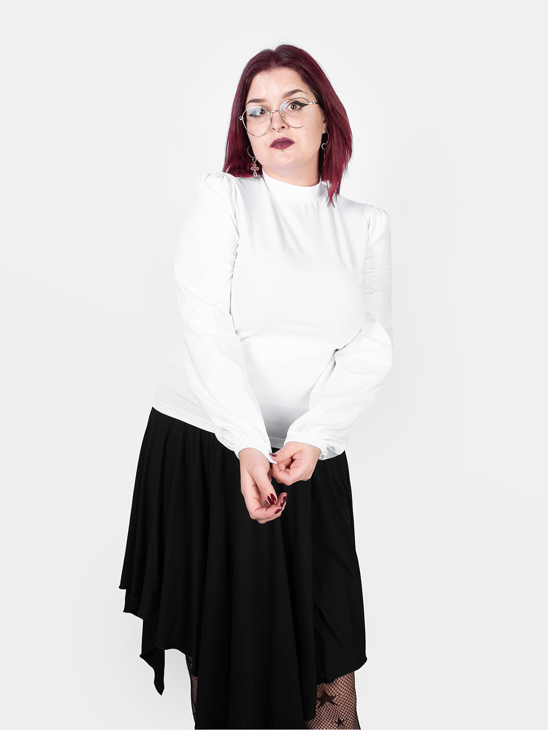 Zoeva White Puff Sleeve Turtleneck