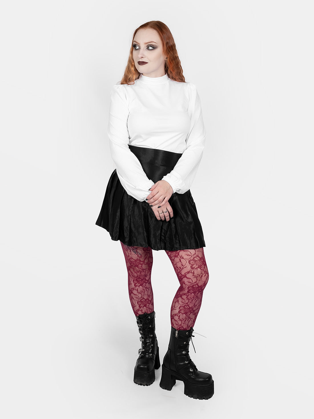 Zoeva White Puff Sleeve Turtleneck