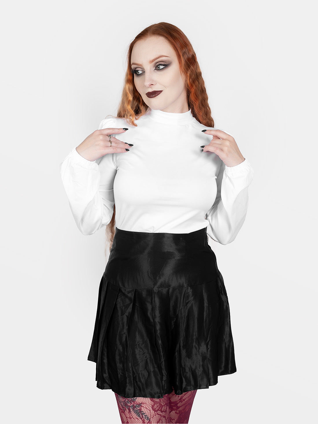 Zoeva White Puff Sleeve Turtleneck