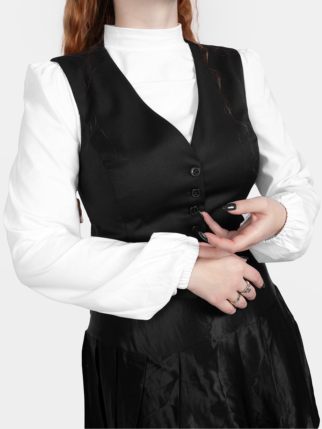 Zoeva White Puff Sleeve Turtleneck