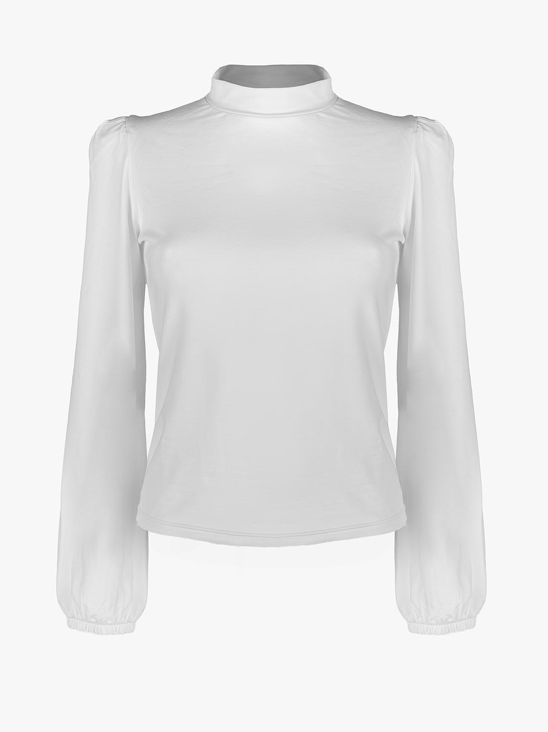 Zoeva White Puff Sleeve Turtleneck