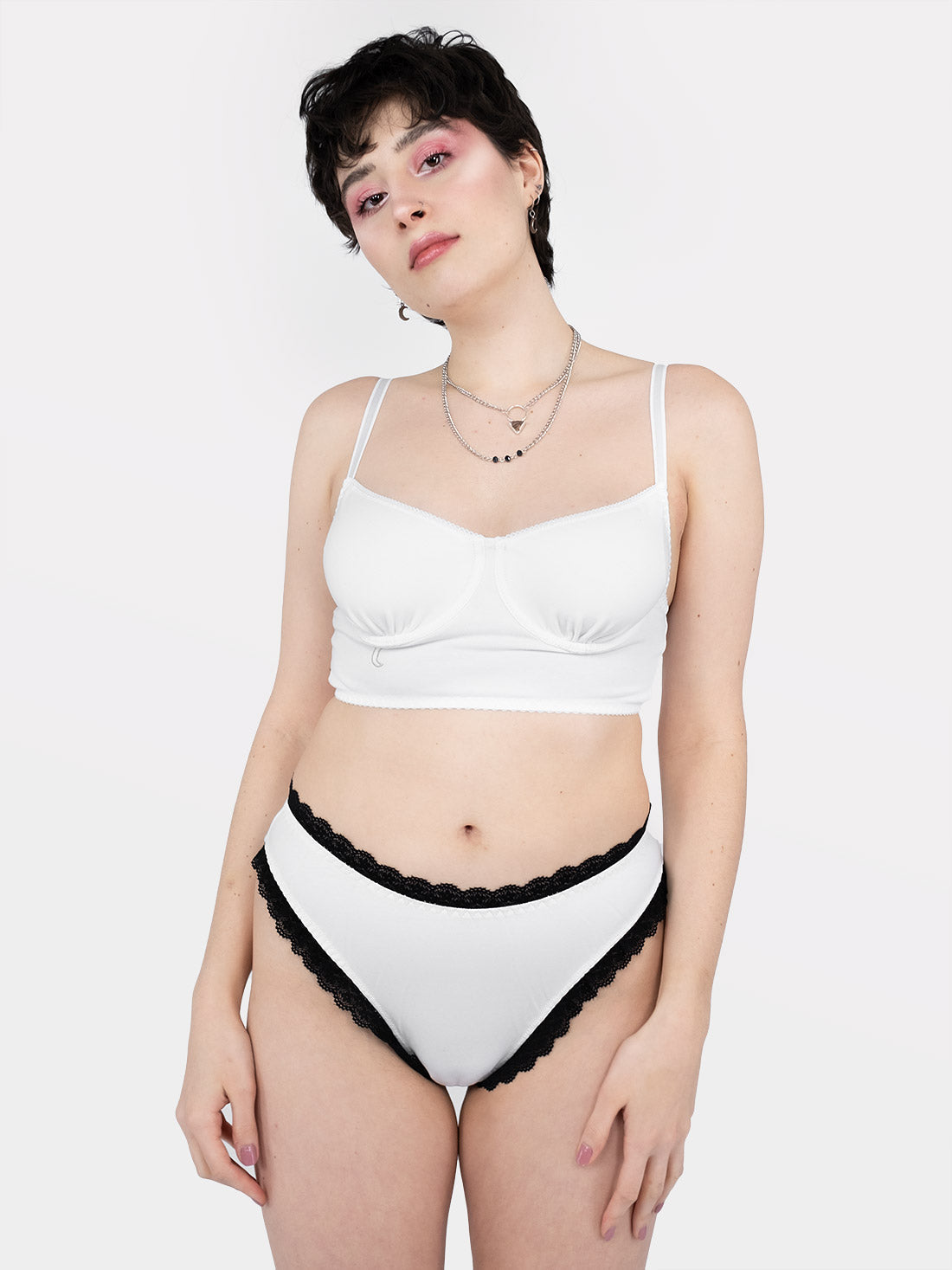 Charm White Organic Cotton White High Leg Panties