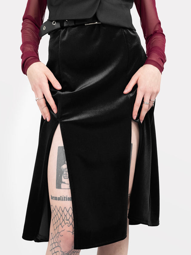 Agony Velvet Midi Skirt