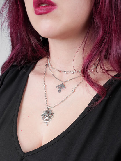 Folk Mushroom Triple Necklace