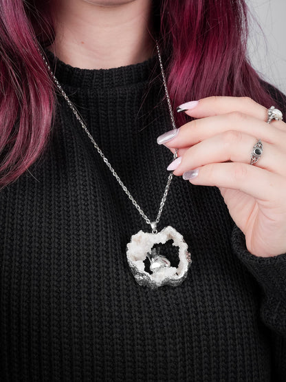 Hallowed Druzy Agate & Tourmaline Necklace