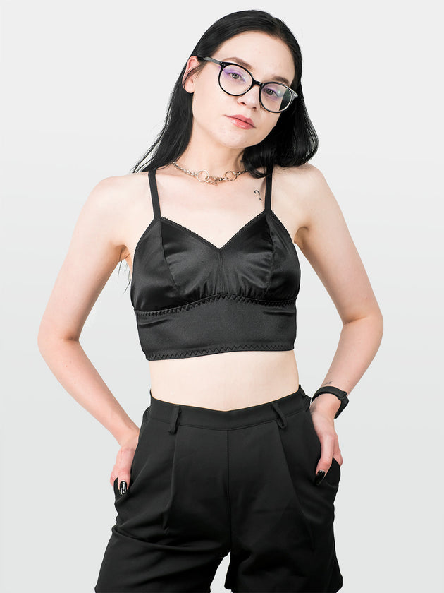 Obsidian Satin Bralette