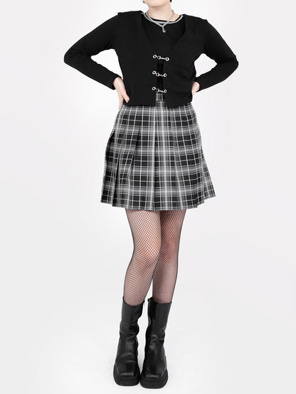 TALL Black Plaid Tennis Skirt