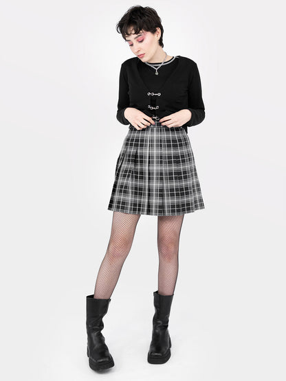 TALL Black Plaid Tennis Skirt