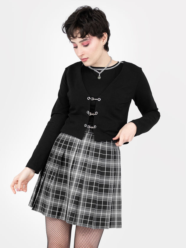 TALL Black Plaid Tennis Belt Skirt