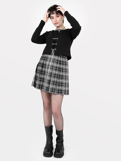 TALL Black Plaid Tennis Skirt