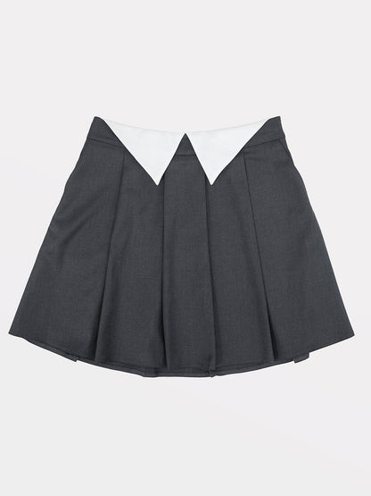 Ether Grey Pleated Mini Skirt