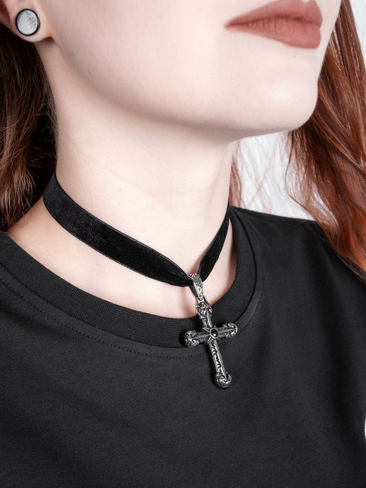 Crucifix Cross Velvet Collar