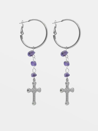 Mortuary Amethyst Hoop Earrings