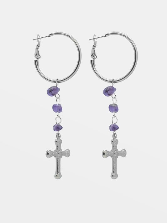 Mortuary Amethyst Hoop Earrings