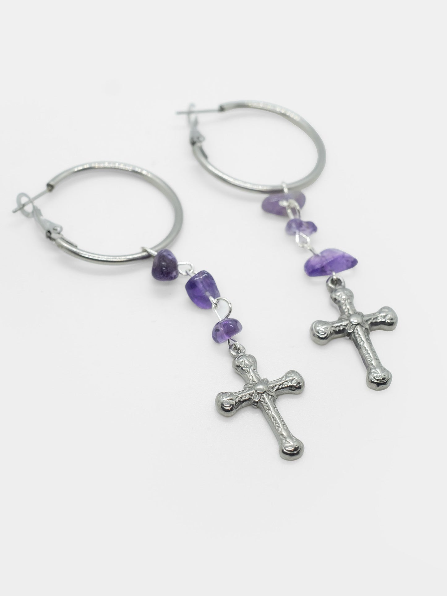 Mortuary Amethyst Hoop Earrings