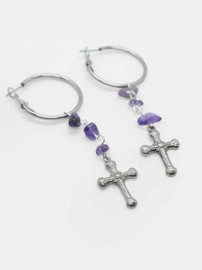 Mortuary Amethyst Hoop Earrings