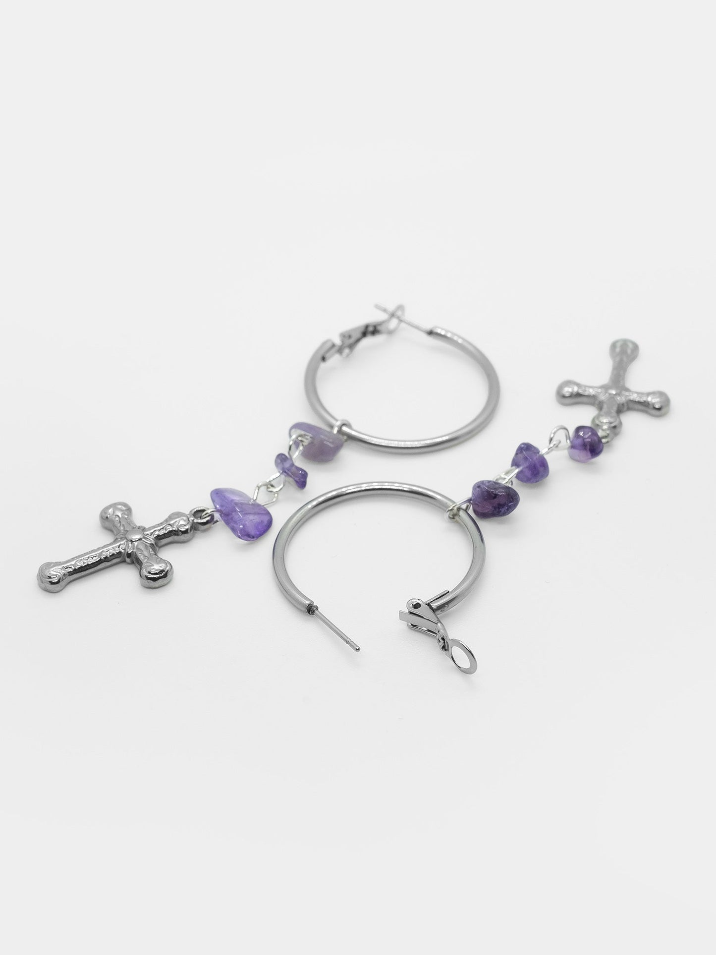 Mortuary Amethyst Hoop Earrings