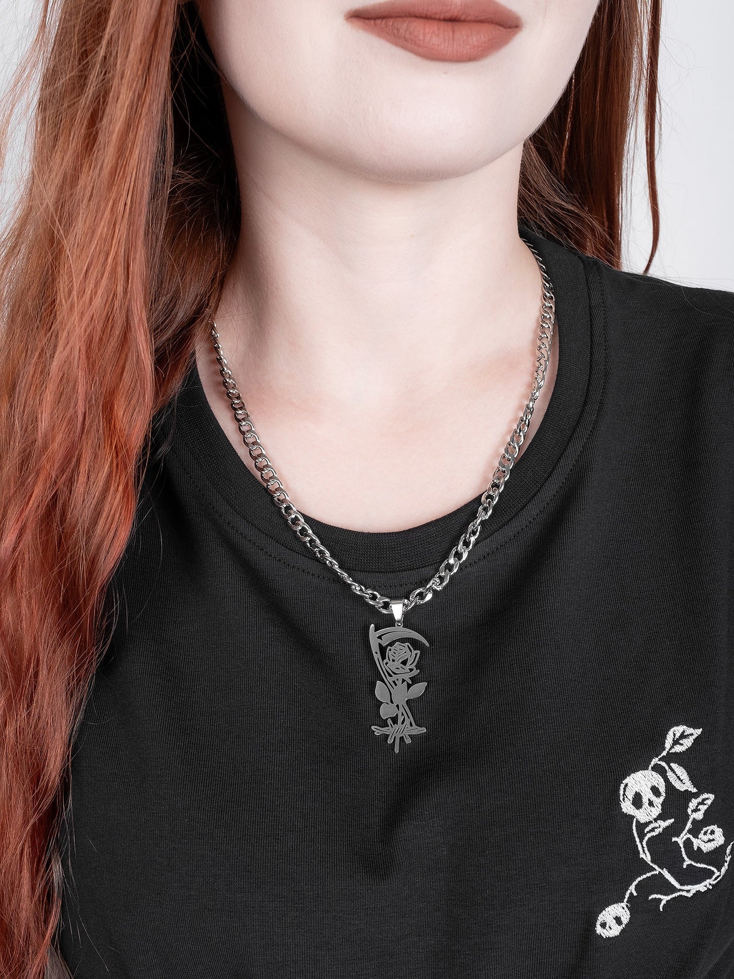 Thornblade Rose & Scythe Necklace