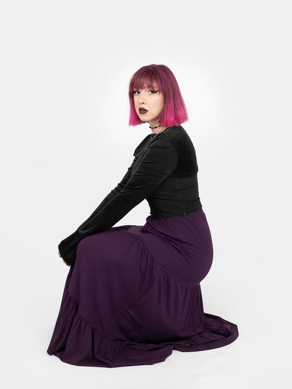 Purple Oblivion Ruffled Maxi Skirt