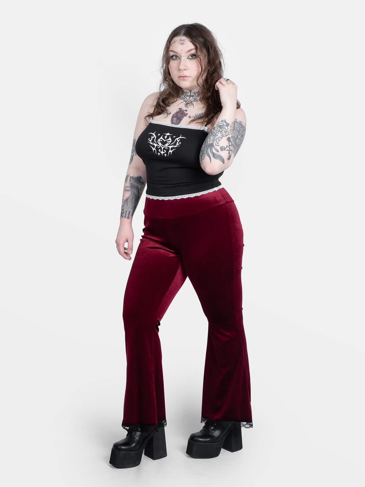Sempre Burgundy Velvet Flares