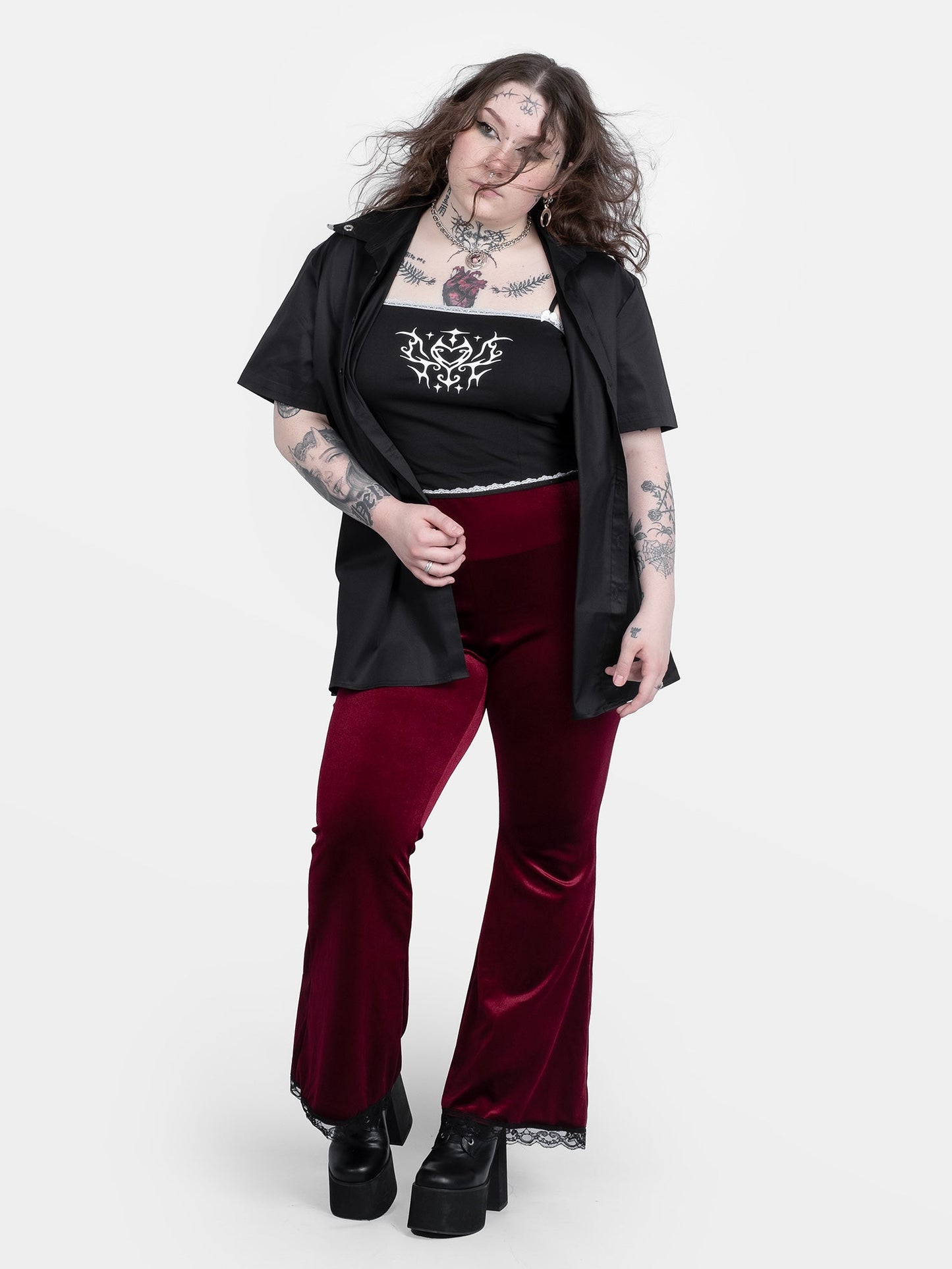 Sempre Burgundy Velvet Flares