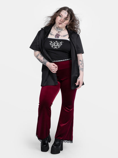 Sempre Burgundy Velvet Flares