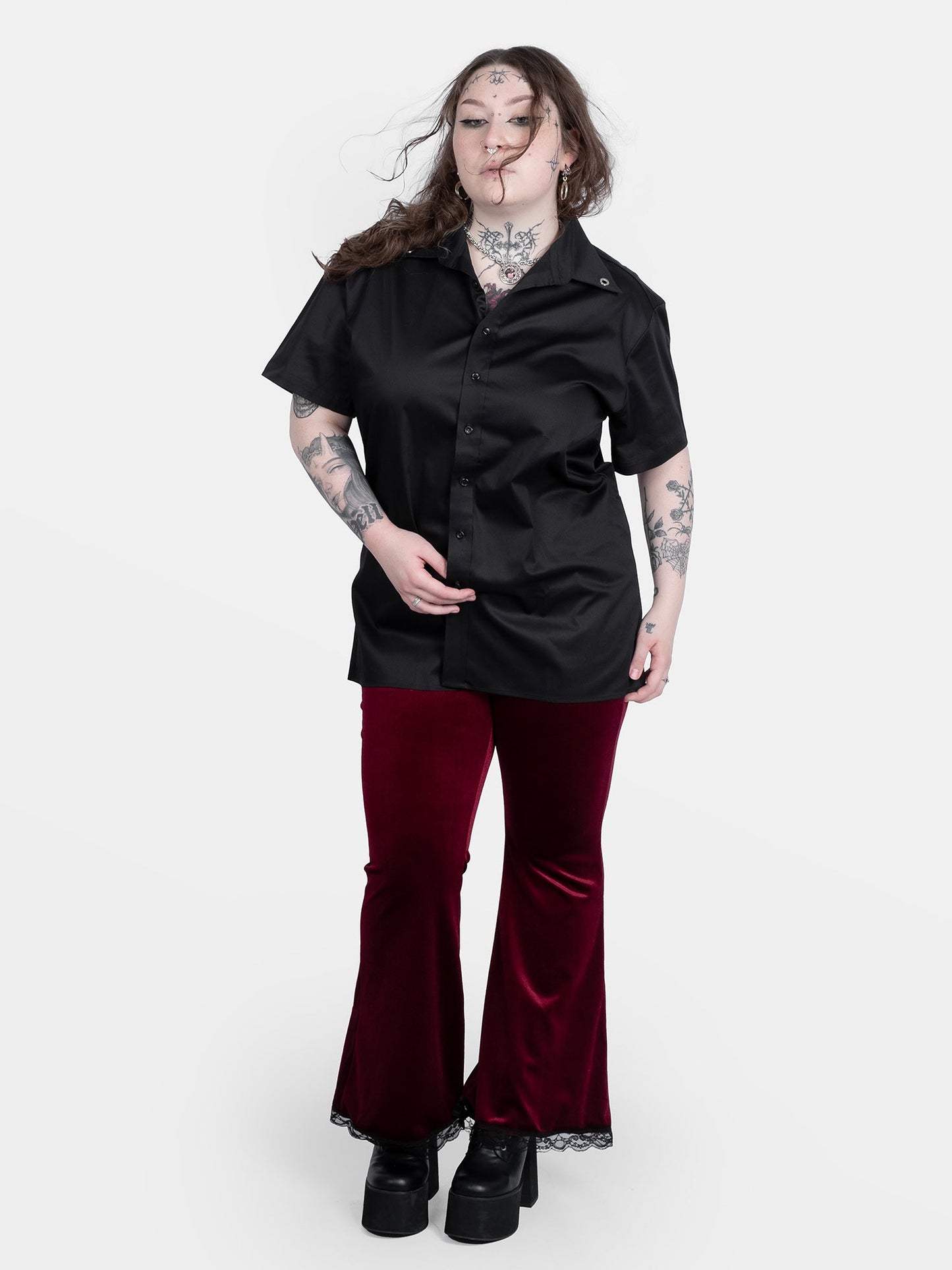 Sempre Burgundy Velvet Flares