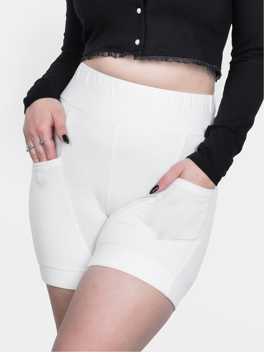 White Bamboo Safety Shorts