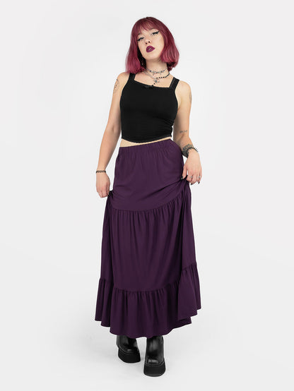Purple Oblivion Ruffled Maxi Skirt