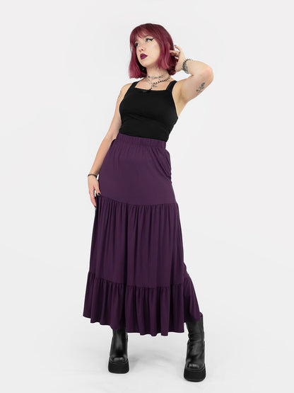 Purple Oblivion Ruffled Maxi Skirt