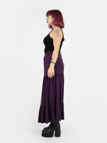 Purple Oblivion Ruffled Maxi Skirt