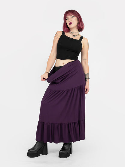 Purple Oblivion Ruffled Maxi Skirt