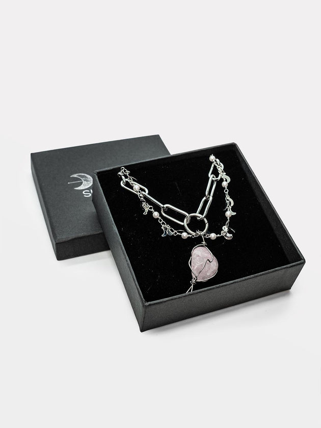 Springtide Set of Necklaces with Pink Quartz