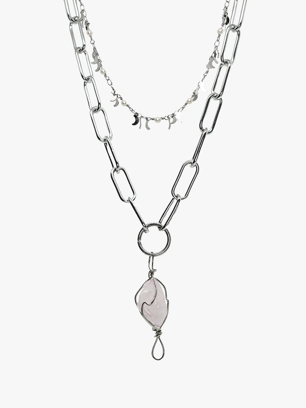Springtide Set of Necklaces with Pink Quartz