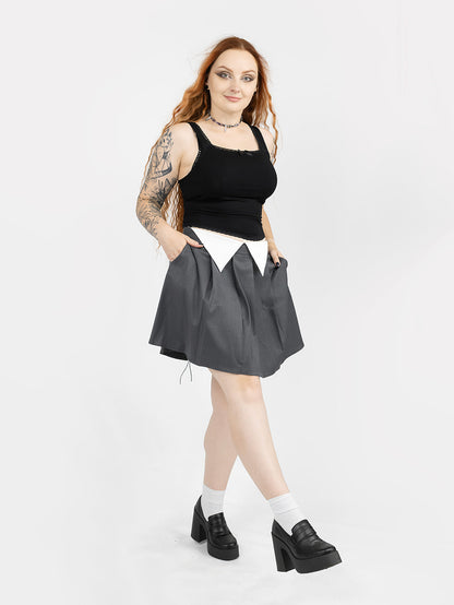 Ether Grey Pleated Mini Skirt
