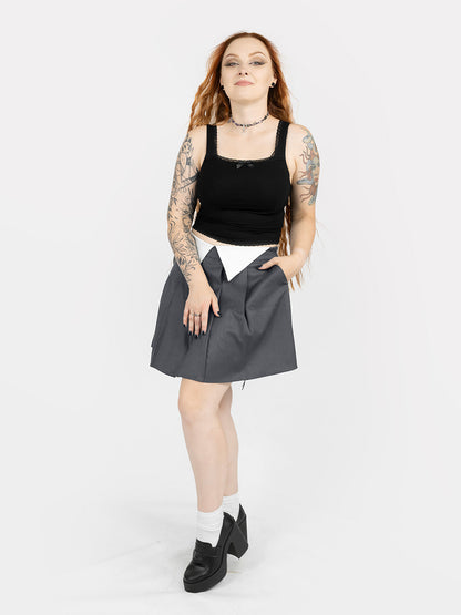 Ether Grey Pleated Mini Skirt
