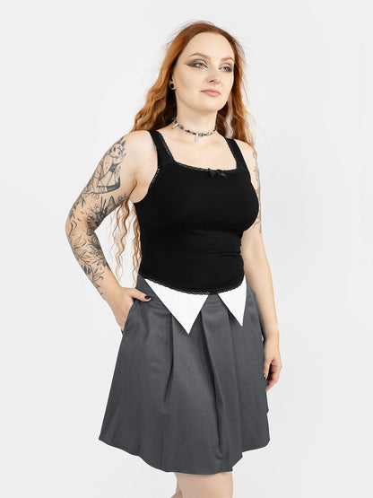 Ether Grey Pleated Mini Skirt