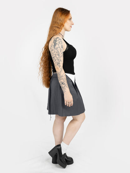 Ether Grey Pleated Mini Skirt