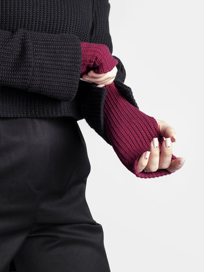 Burgundy Knitted Mittens