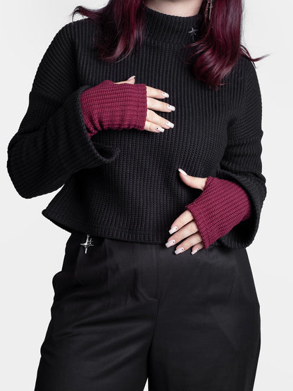 Burgundy Knitted Mittens