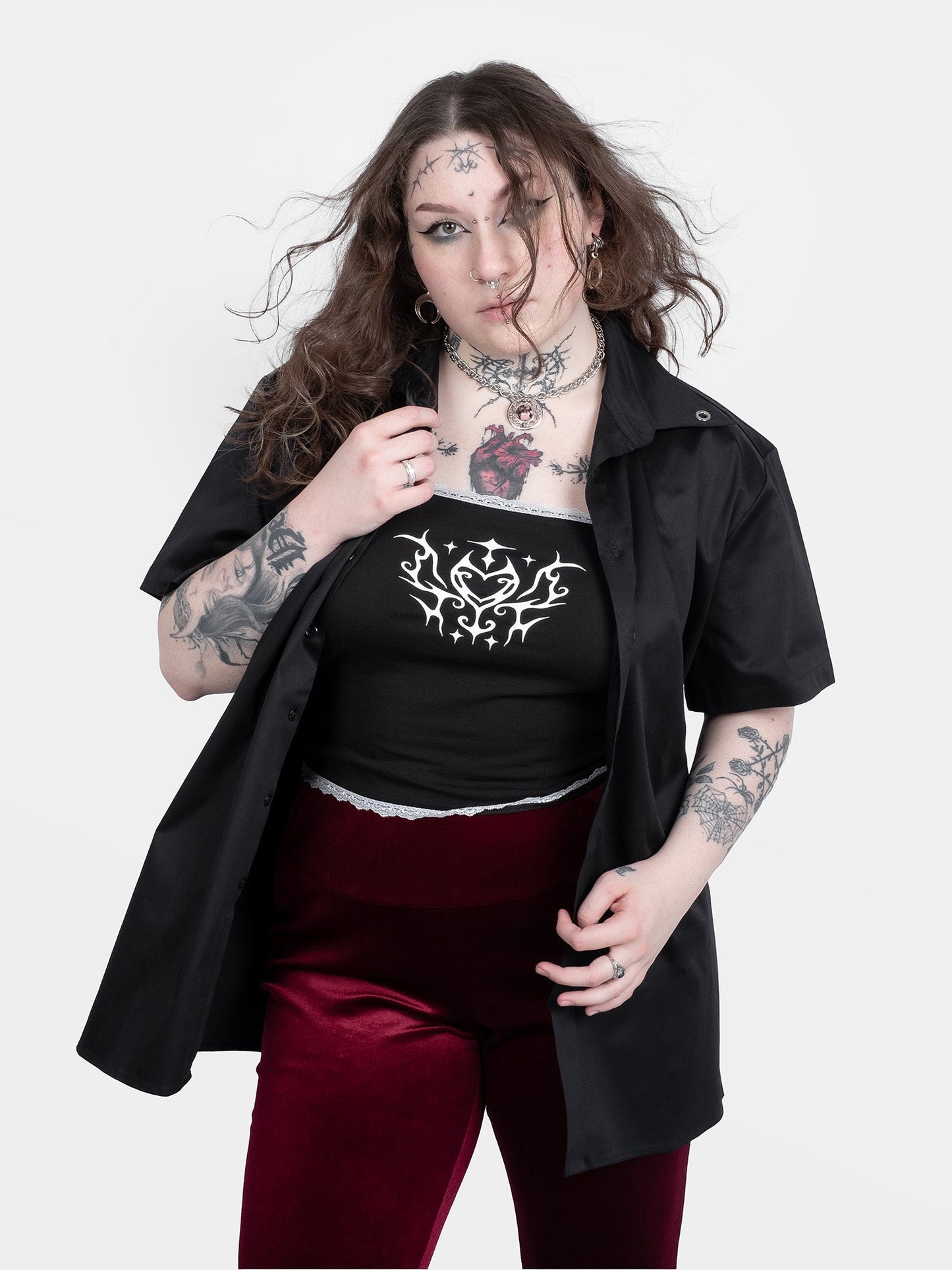 Absinthe Black Top With Lace