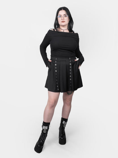 Abyss Eyelets Pleated Mini Skirt