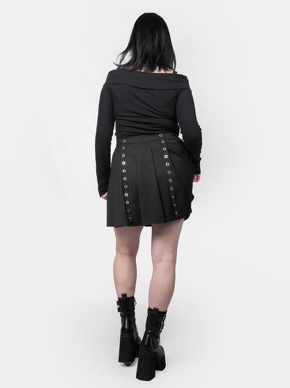 Abyss Eyelets Pleated Mini Skirt