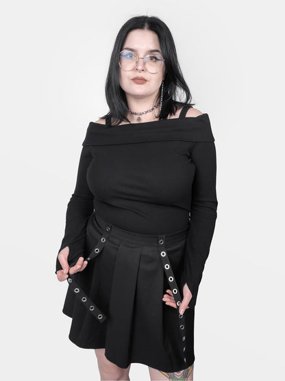 Abyss Eyelets Pleated Mini Skirt