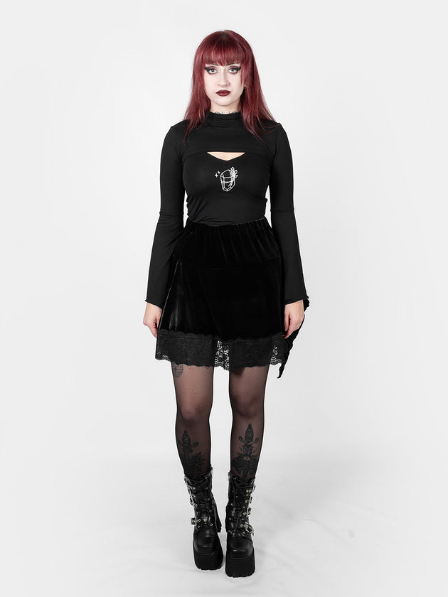 Afterdark Velvet Mini Skirt With Lace