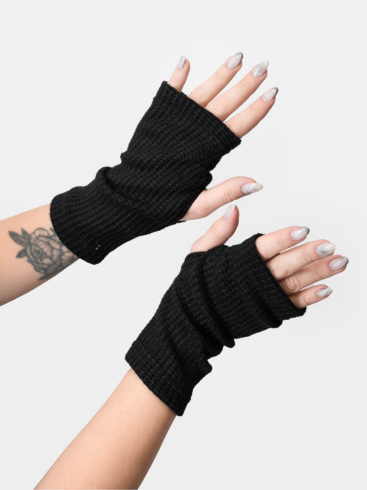 Black Knitted Mittens