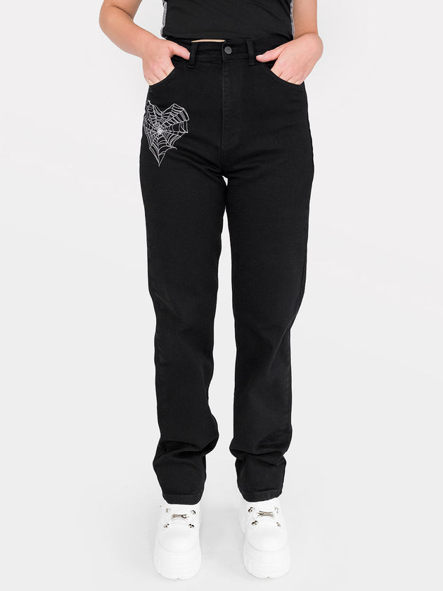 Sinister Straight Leg Embroidered Jeans