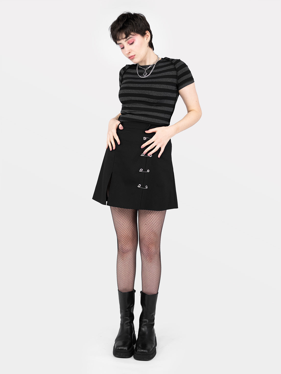 Courtney Safety Pins Mini Skirt